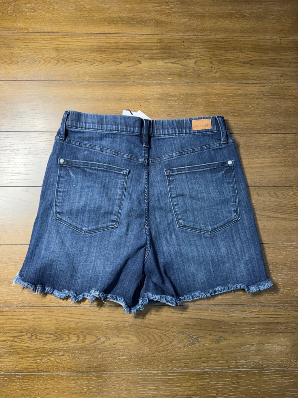 Judy Blue Indigo Stretch Denim Frayed Hem Shorts - Picture 4 of 4